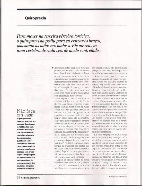 Revista Super Interessante - Matéria Sobre Quiropraxia Com O Dr. Fabio Motta - quinta pagina