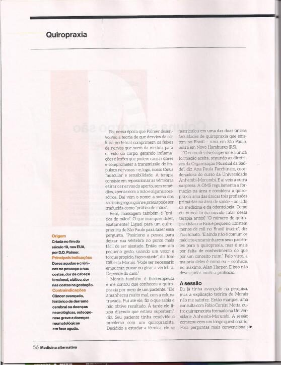 Revista Super Interessante - Matéria de Quiropraxia Dr. Fabio Motta - terceira parte
